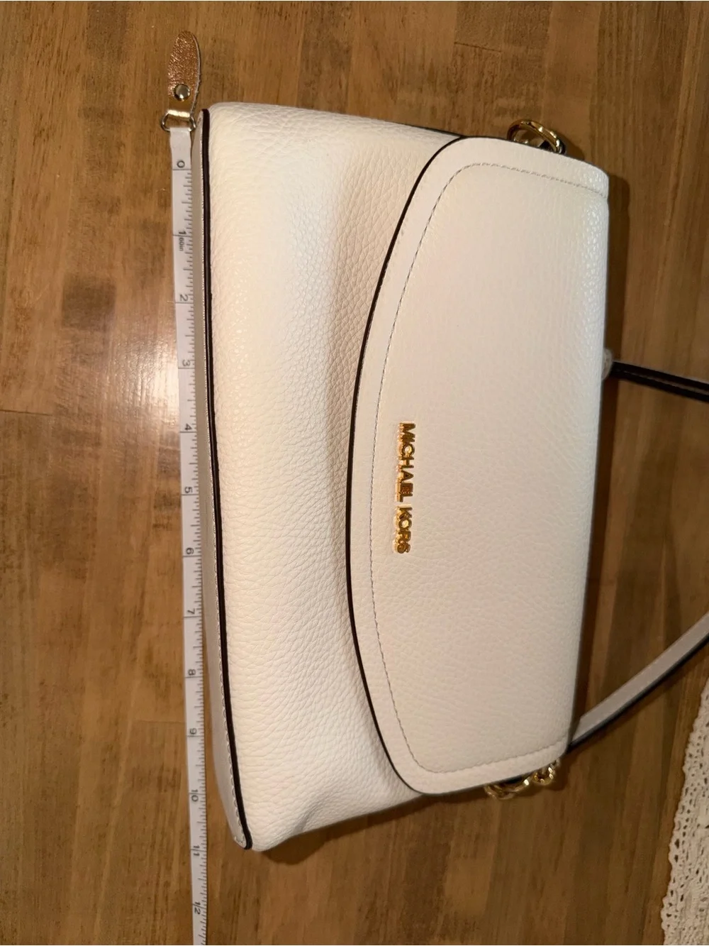 NEW Michael Kors White Pebbled Leather Crossbody Bag
